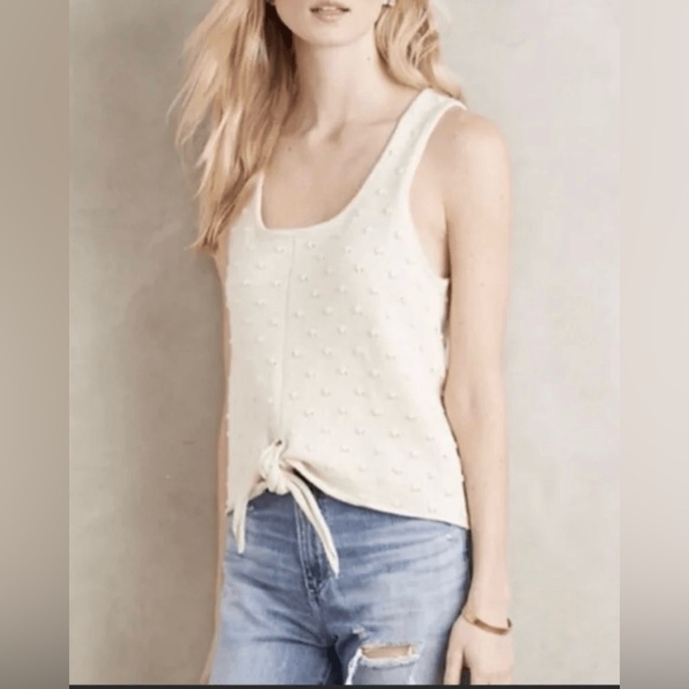 Callahan Anthropologie Cream Knit Tank Top, Size S.